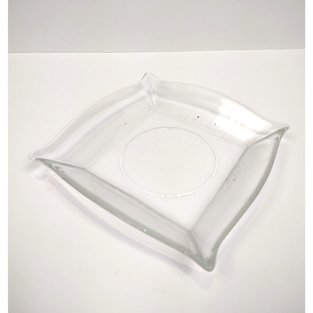 Vintage Clear Glass Pillar Candle Holder Plate Square 5.5" Beveled Edge - Picture 7 of 7